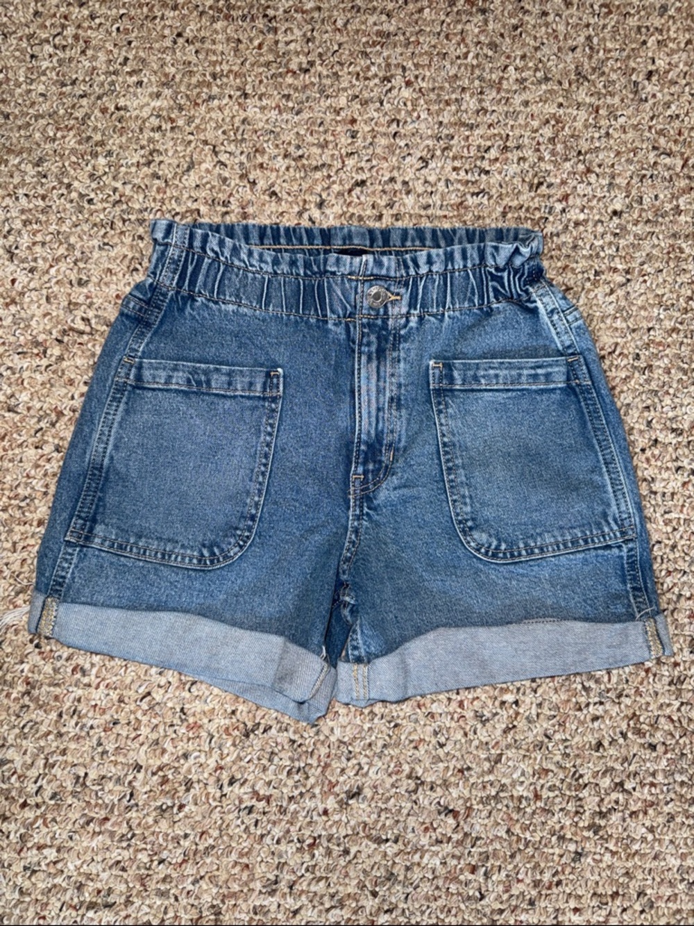 GAP Kids Denim High-Waist Rolled Hem Shorts - 10